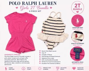 Polo Ralph Lauren Girls 2T Summer 2-pc Bundle Swimsuit + Romper